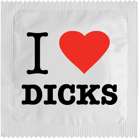Image of funny condom "I love dicks"