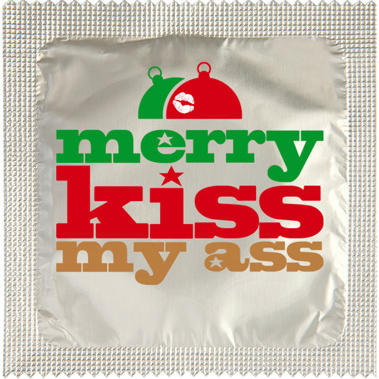 Image of funny condom "Merry kiss my ass"