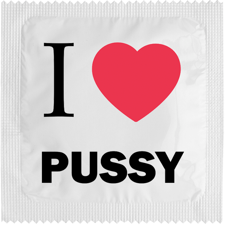 Image of funny condom "I love pussy"