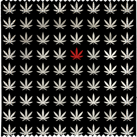 Image of funny condom "Cannabis Leaf Black"