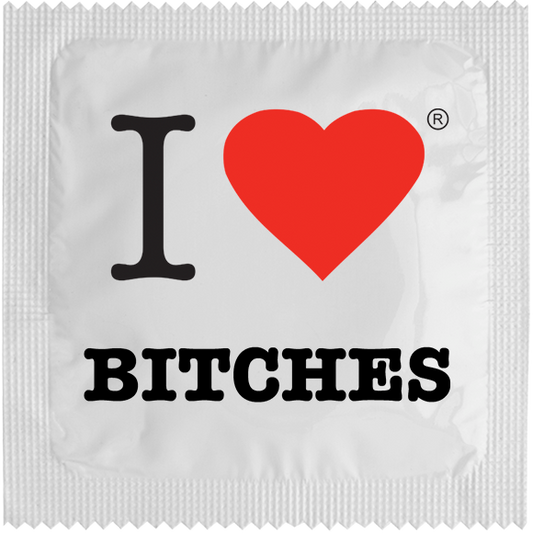 Image of funny condom "I love bitches"
