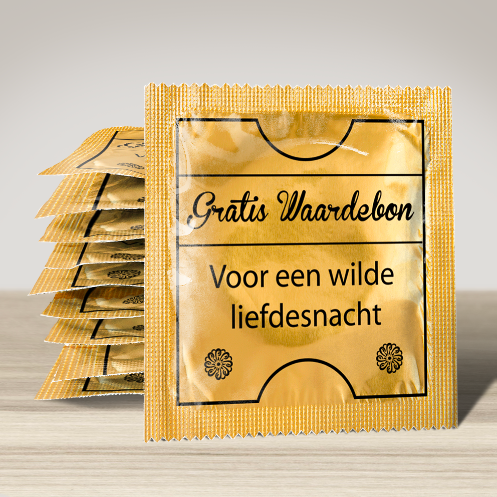 Image of funny condom "Gratis Waardebon", 10 units