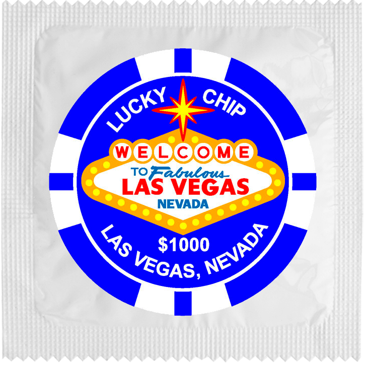 Image of funny condom "Lucky Chip Blue"