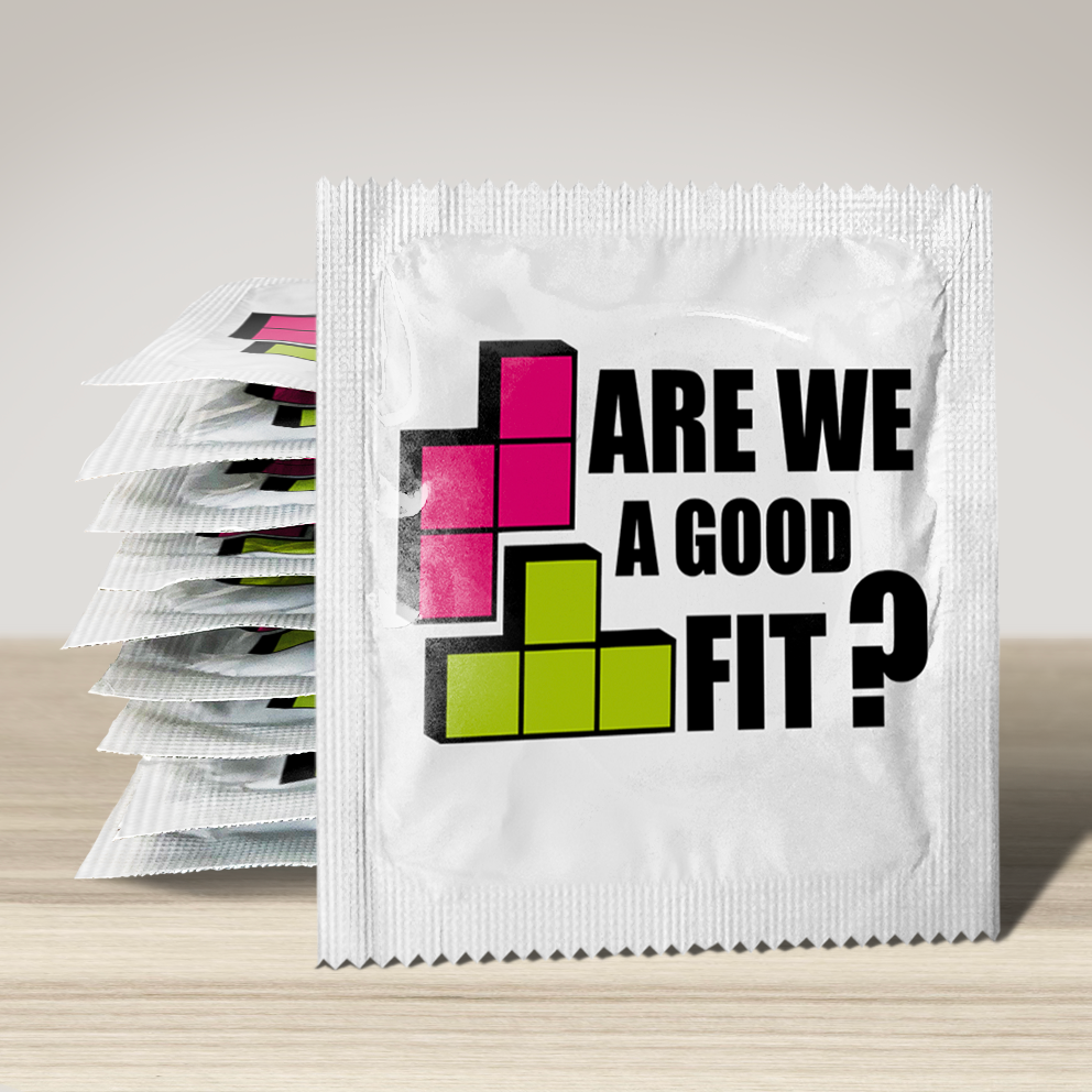Image of funny condom "Are We A Good Fit", 10 units