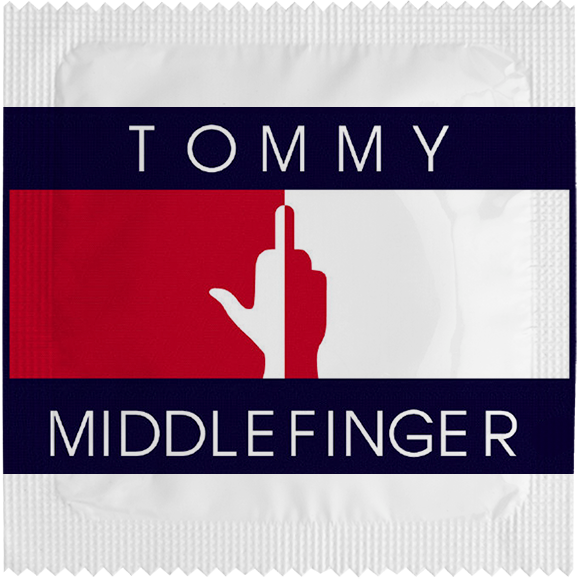 Image of funny condom "Tommy Middlefinger"