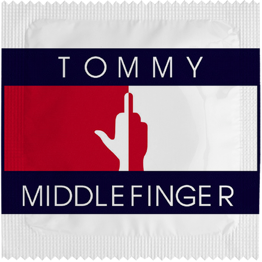 Image of funny condom "Tommy Middlefinger"