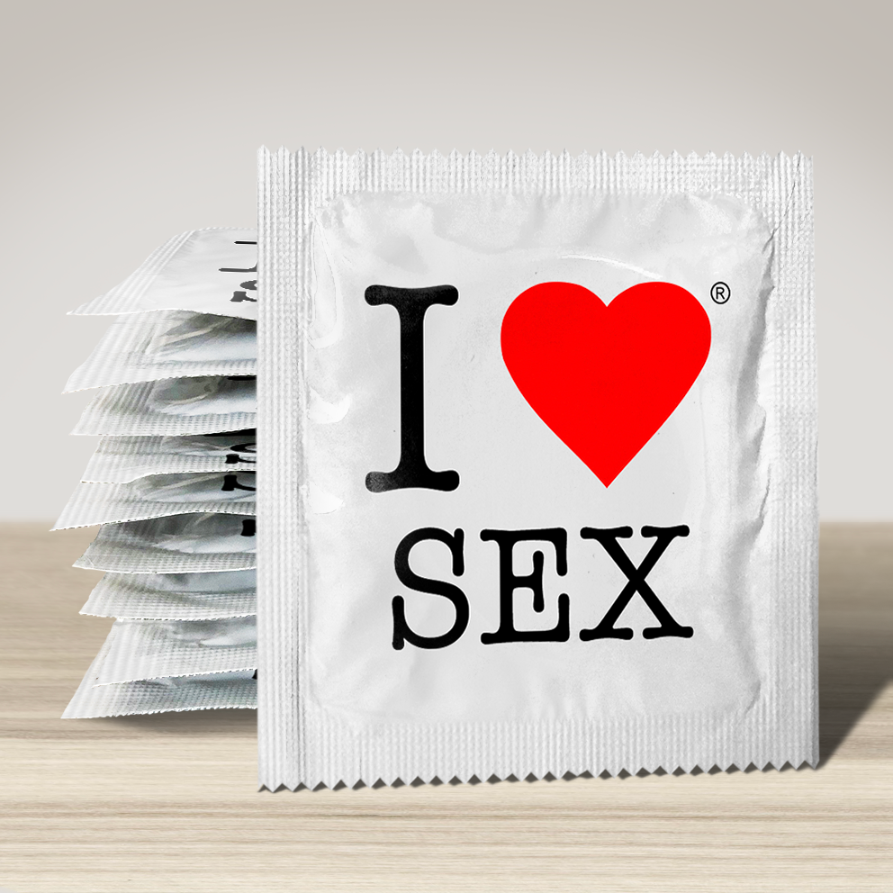Image of funny condom "I love sex", 10 units