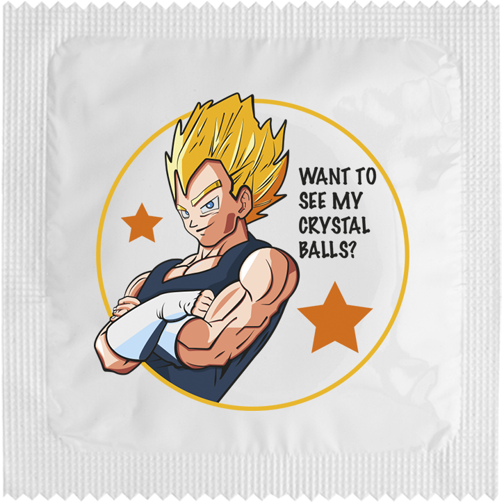 Image of funny condom "Want to see my cristal balls"