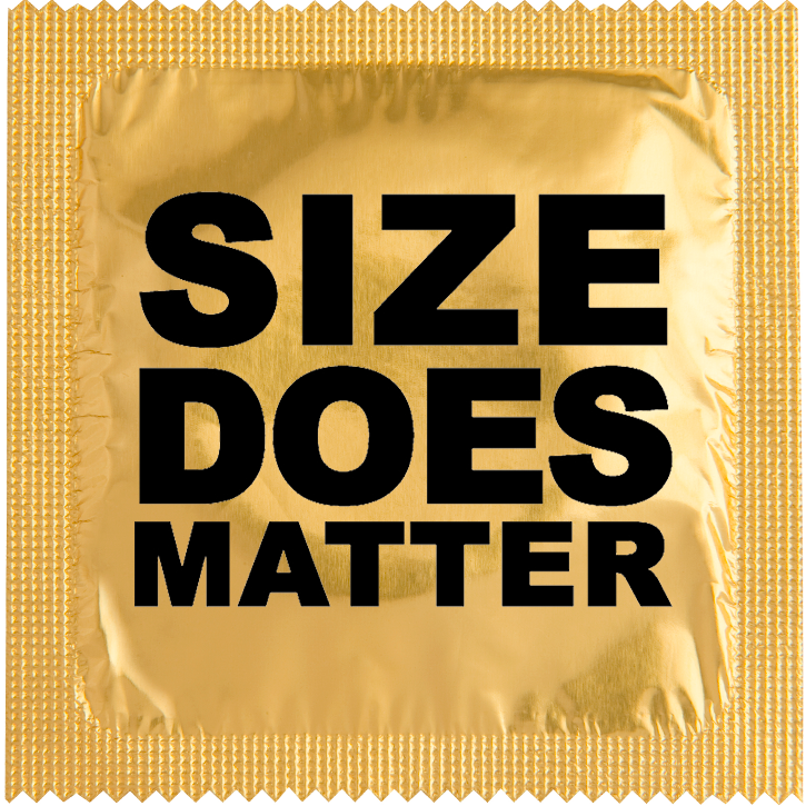Image of funny condom "Size Does Matter"