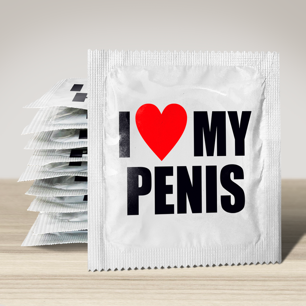 Image of funny condom "I love my penis", 10 units