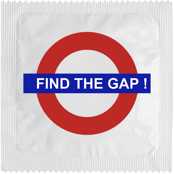 Image of funny condom "Find The Gap"