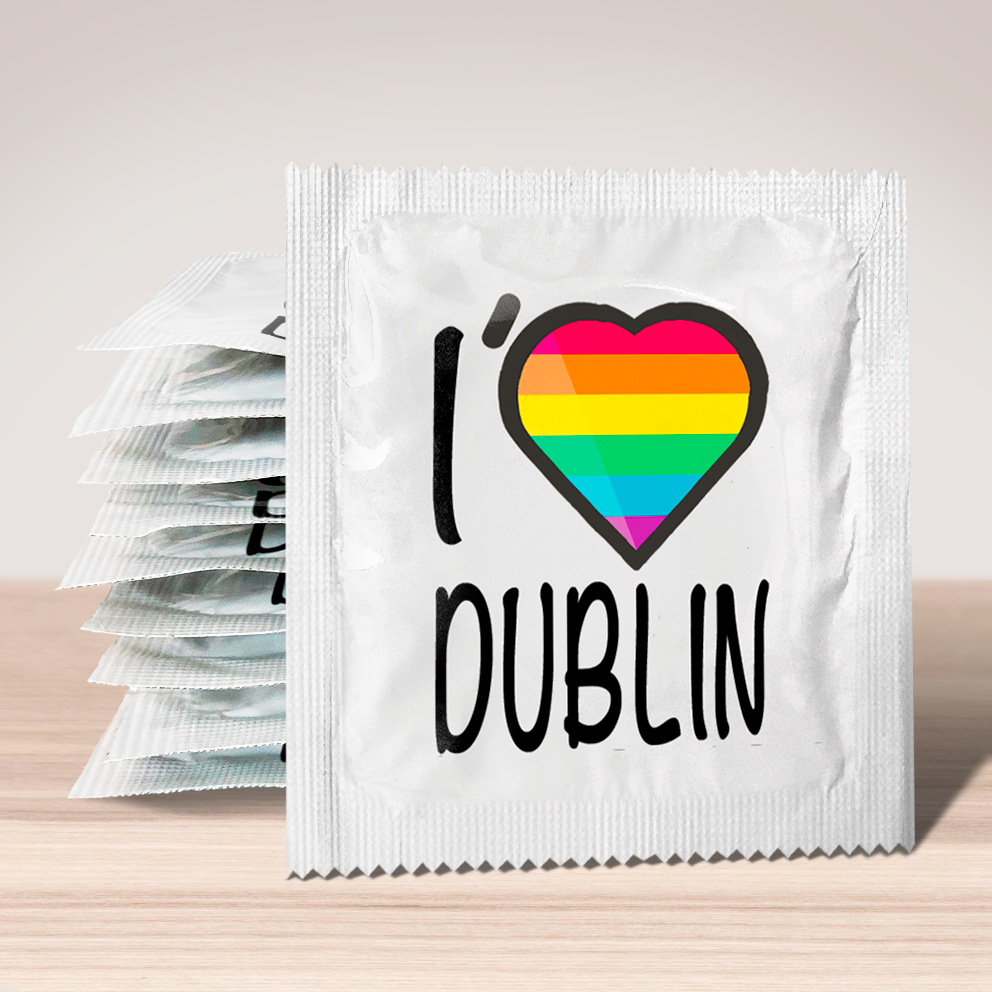 Image of funny condom "I Love Dublin (rainbow flag)", 10 units