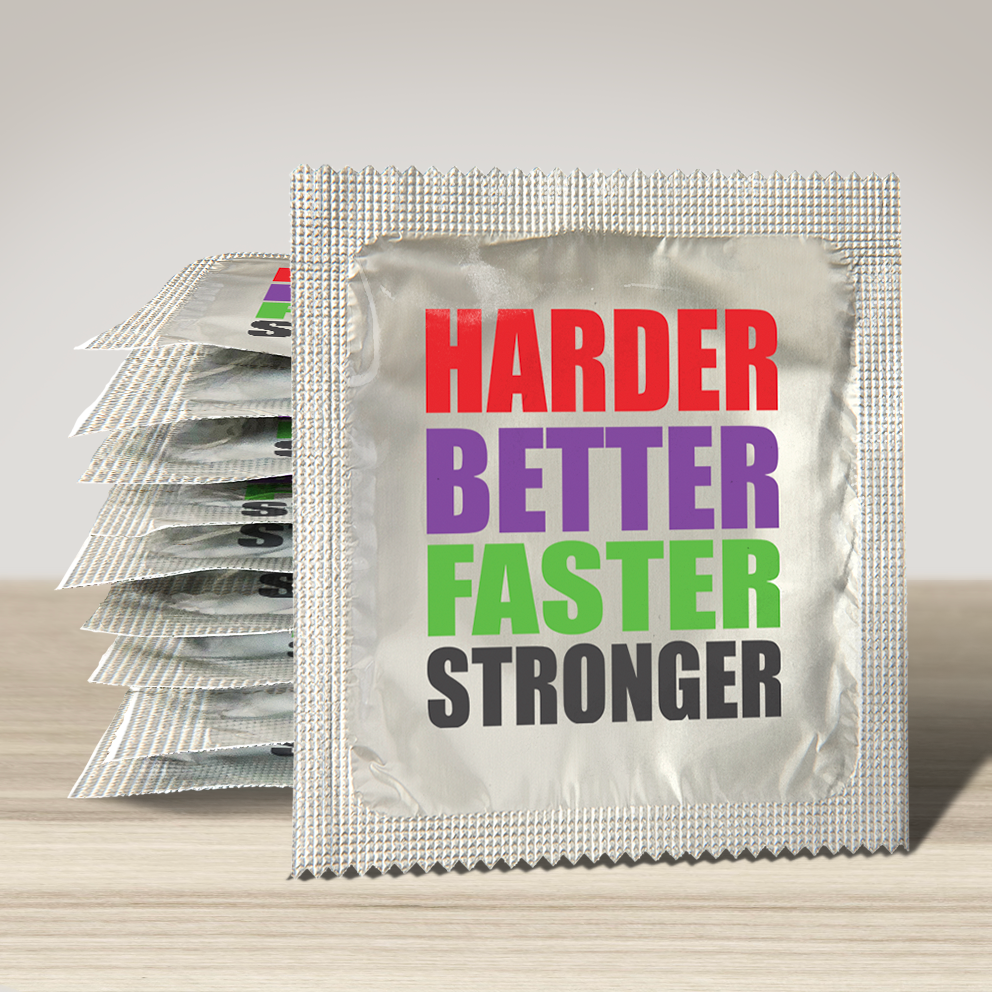 Image of funny condom "Harder Better Stronger", 10 units