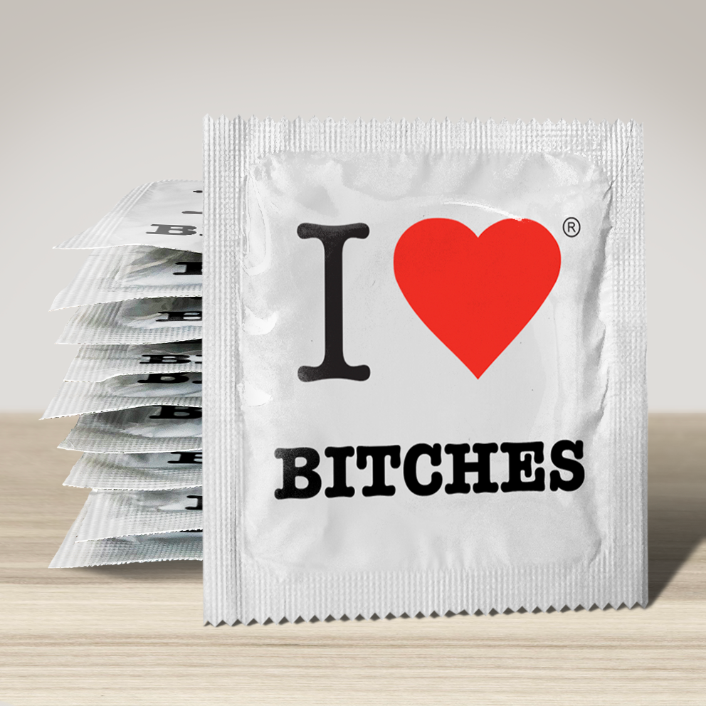 Image of funny condom "I love bitches", 10 units
