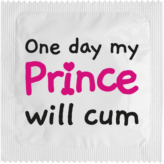 Image of funny condom "One Day My Prince Will Cum"