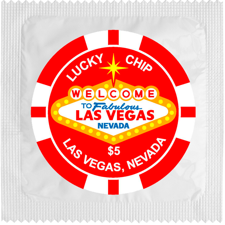 Image of funny condom "Lucky Chip Red"