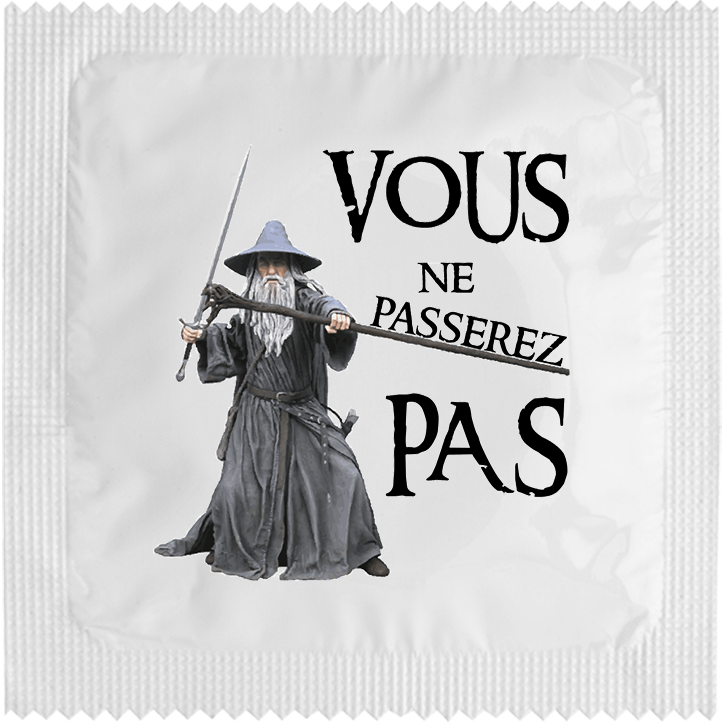 Image of funny condom "Vous ne passerez pas"