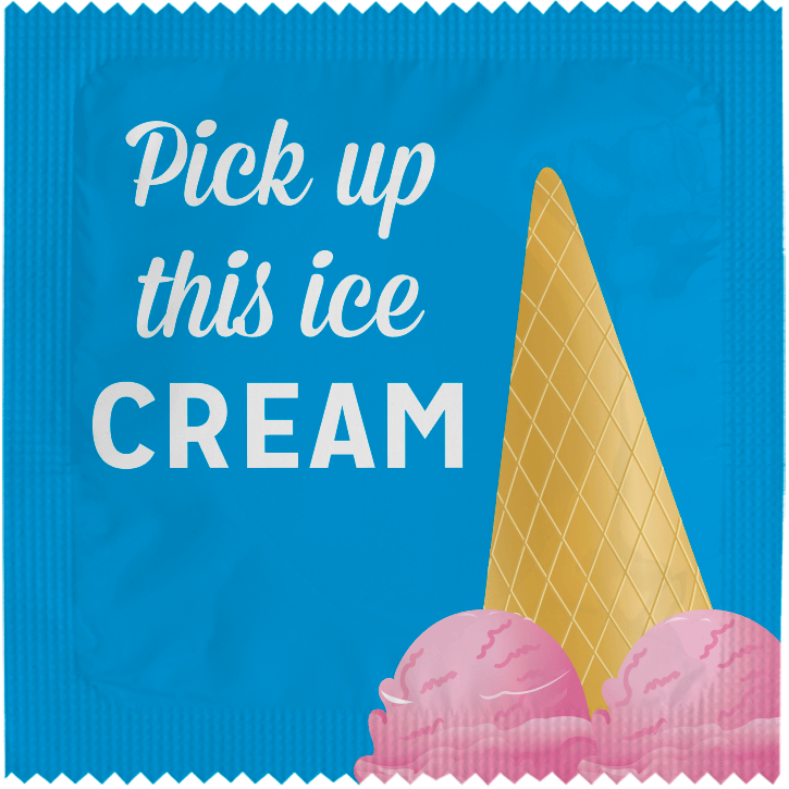 Image of funny condom "Pick Up This Ice Cream"