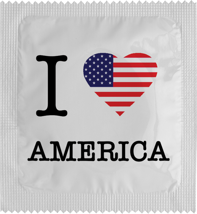 Image of funny condom "I Love America Flag"