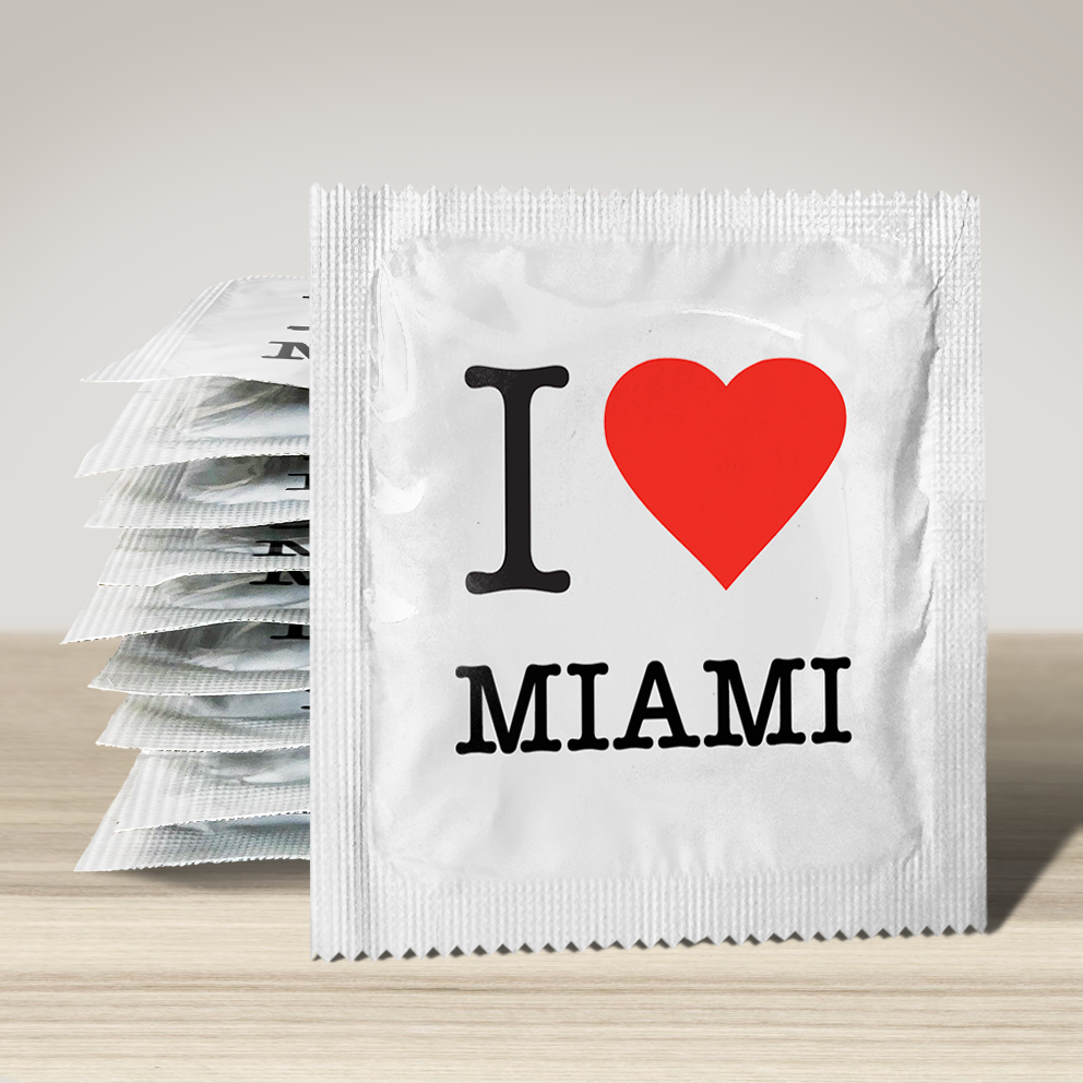 Image of funny condom "I Love Miami", 10 units