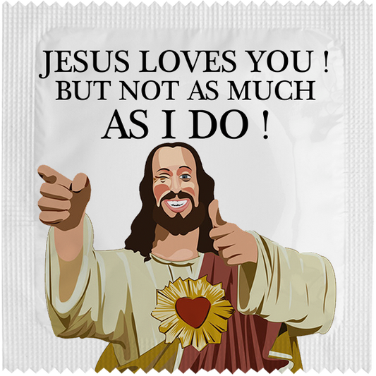 Image of funny condom "Jesus Loves You"