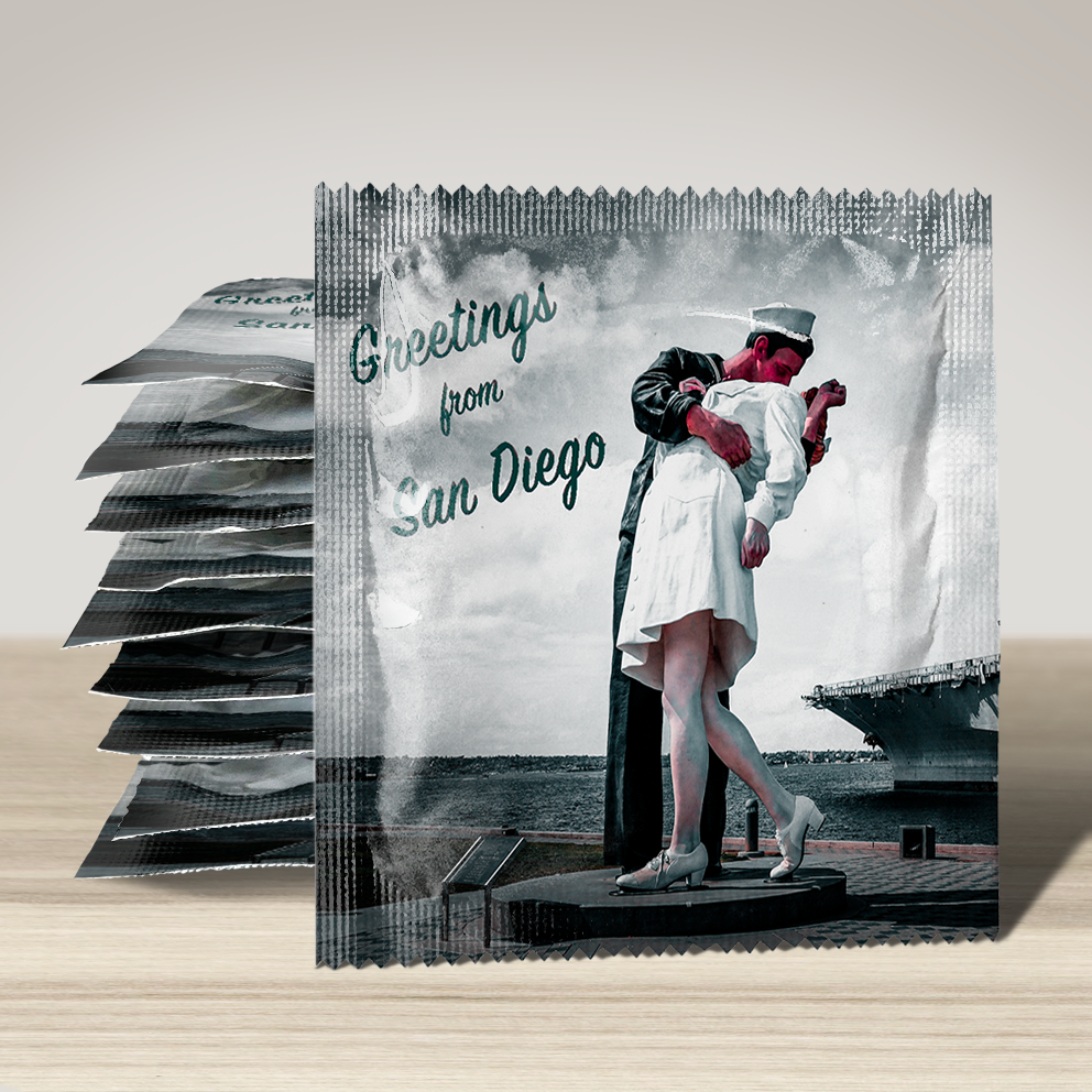 Image of funny condom "Greetings San Diego", 10 units