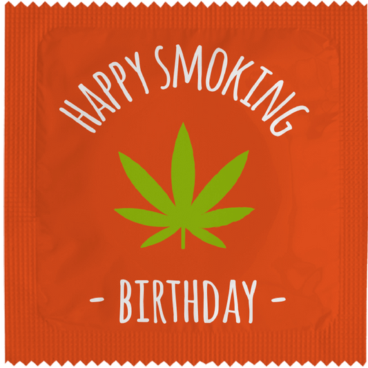 Image of funny condom "Happy Smoking Birthday"