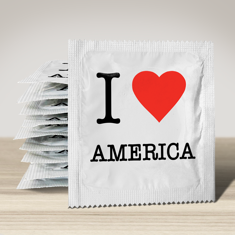 Image of funny condom "I Love America", 10 units