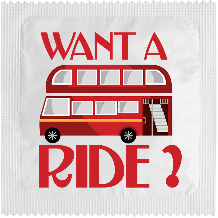 Image of funny condom "Want a Ride a Bus"