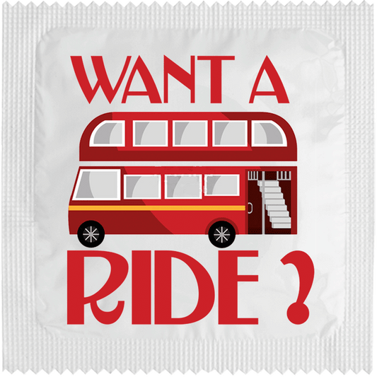 Image of funny condom "Want a Ride a Bus"