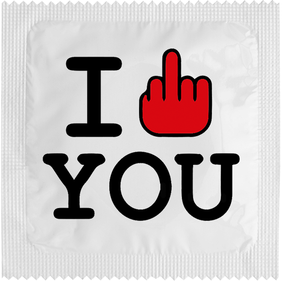 Image of funny condom "I fuck you"