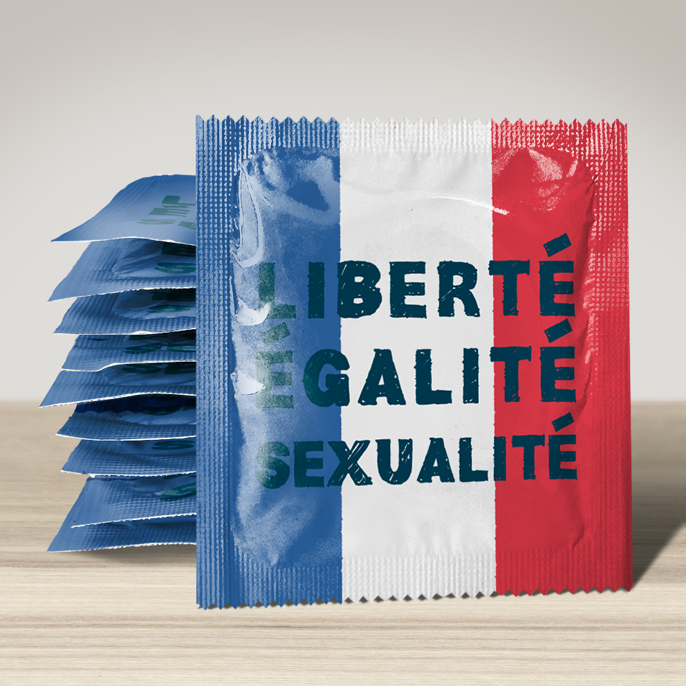 Image of funny condom "Liberté, Egalité‚ Sexualité", 10 units