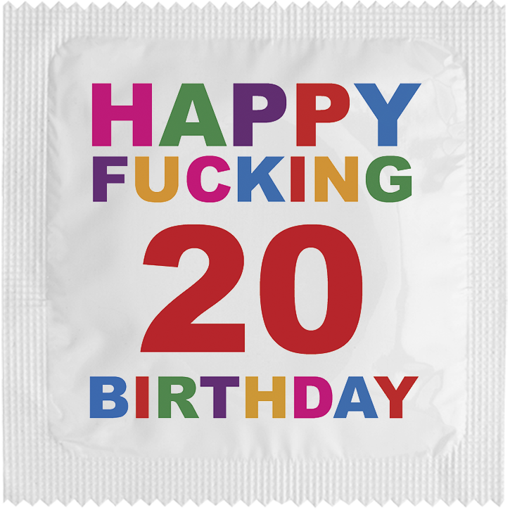 Image of funny condom "Happy fucking 20 birthday"