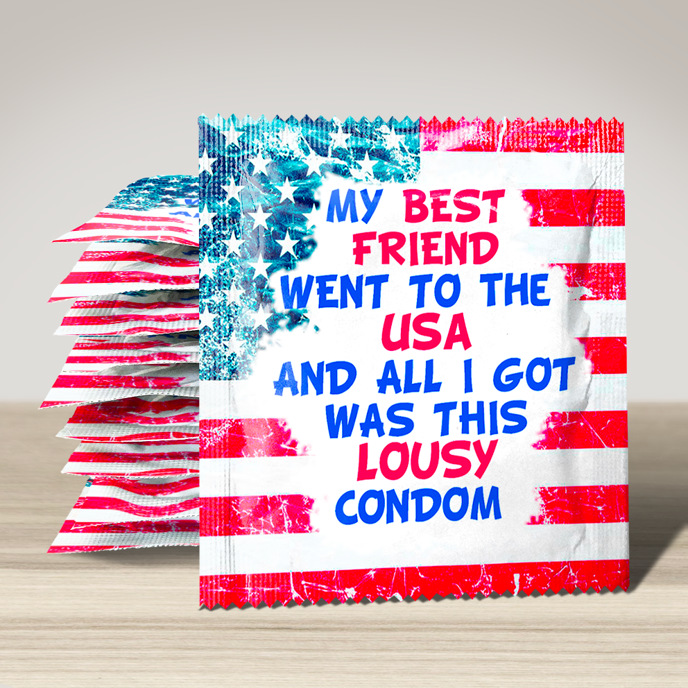 Image of funny condom "My best friend went to USA", 10 units