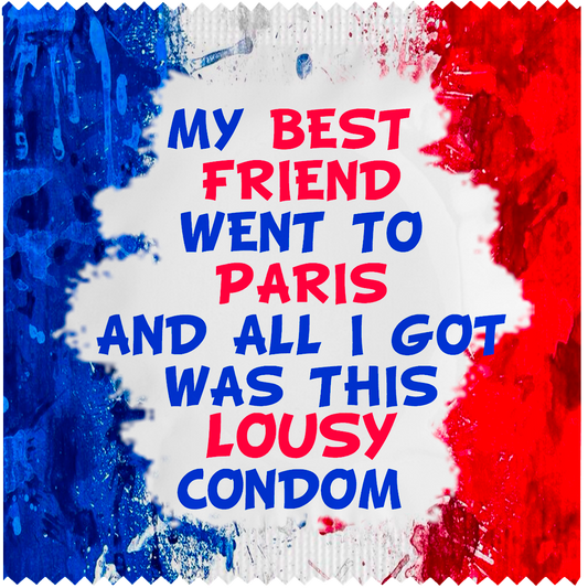 Image of funny condom "My best friend went to USA"