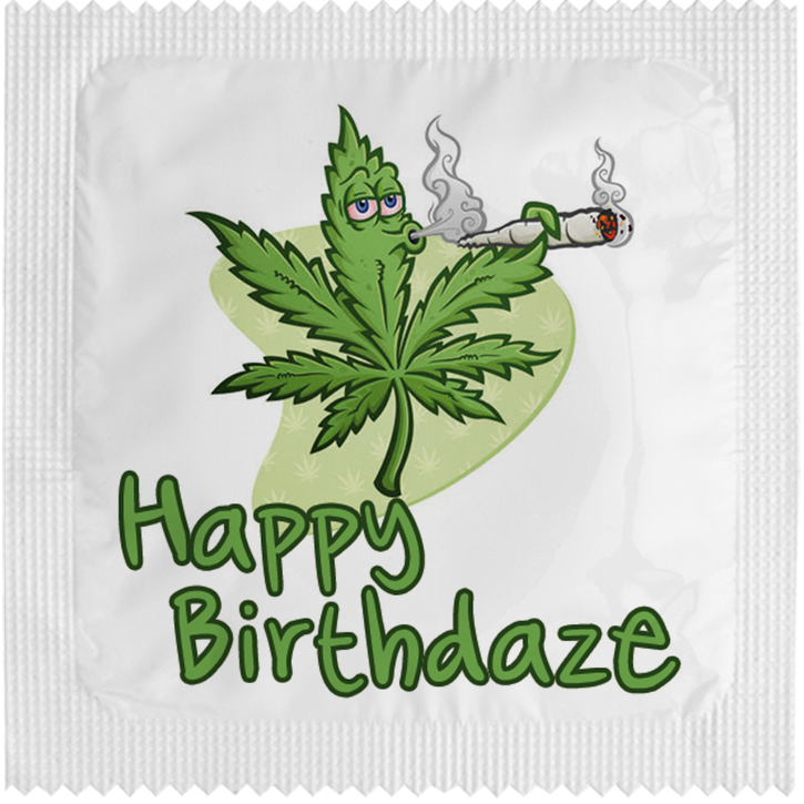 Image of funny condom "Happy Birthdaze"