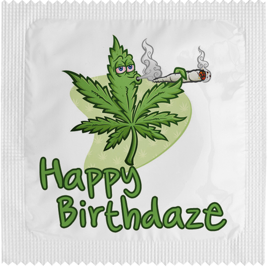Image of funny condom "Happy Birthdaze"