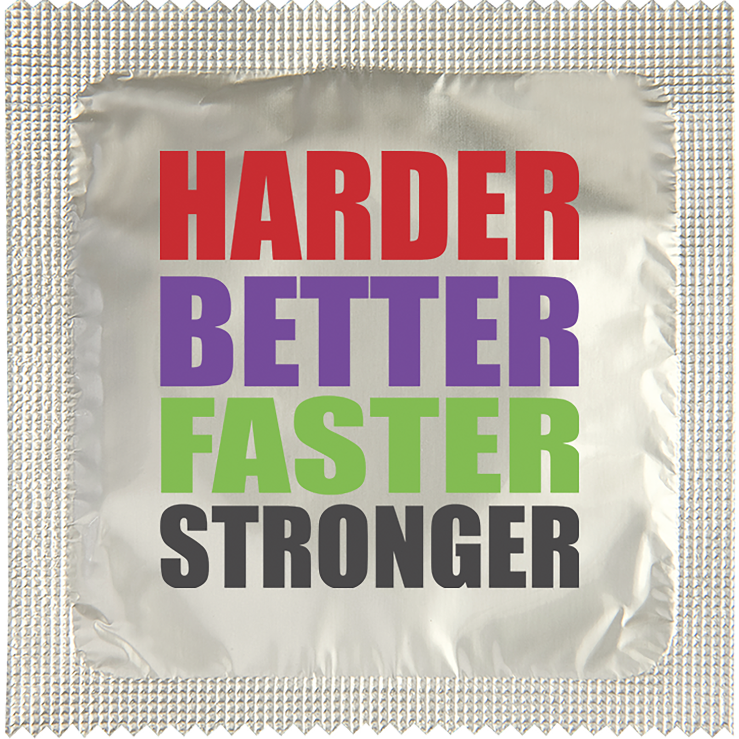 Image of funny condom "Harder Better Stronger"