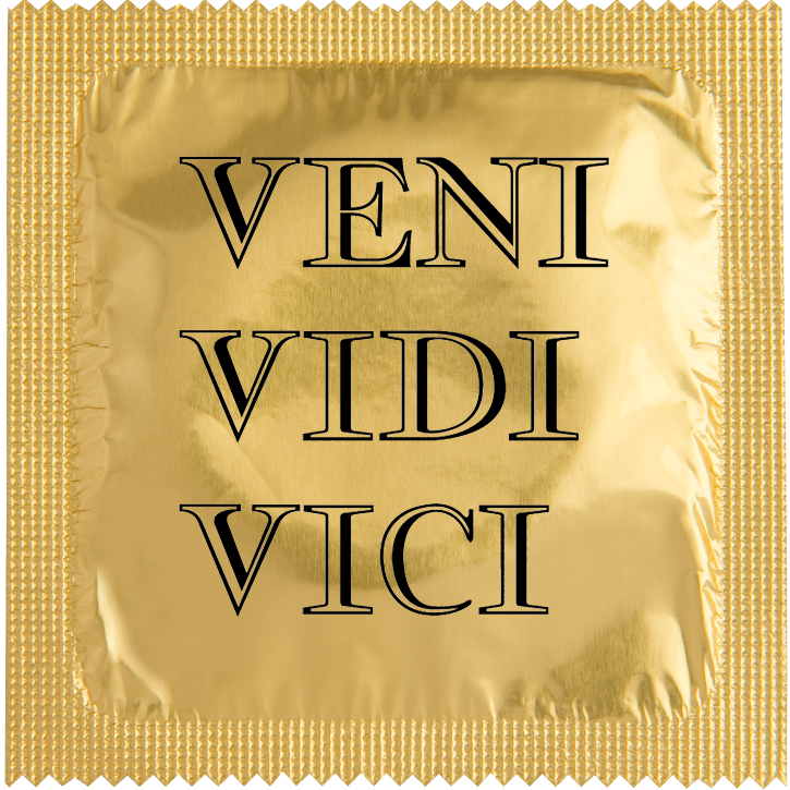 Image of funny condom "Veni Vidi Vici"