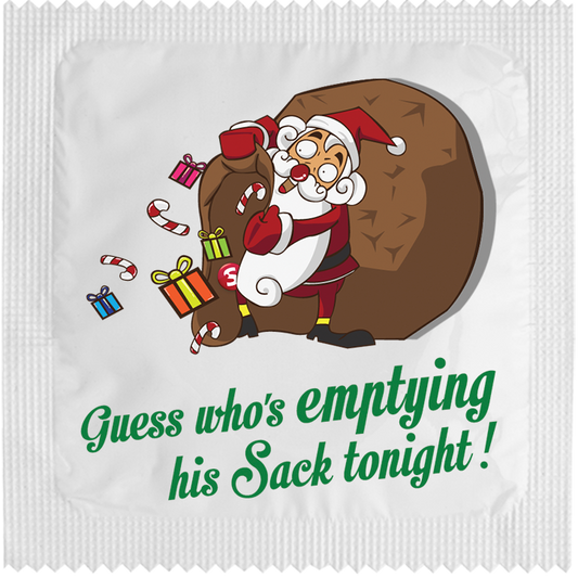 Image of funny condom "Guess who's emptying his sack"