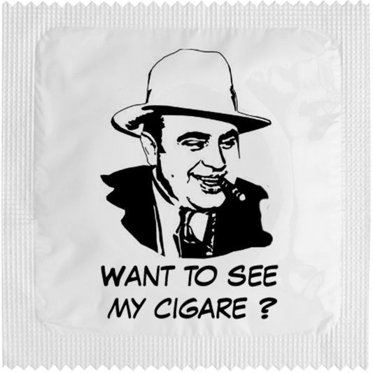 Image of funny condom "Want To See My Cigare"