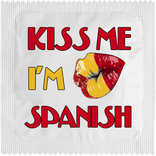 Image of funny condom "Kiss Me I'M Spanish"