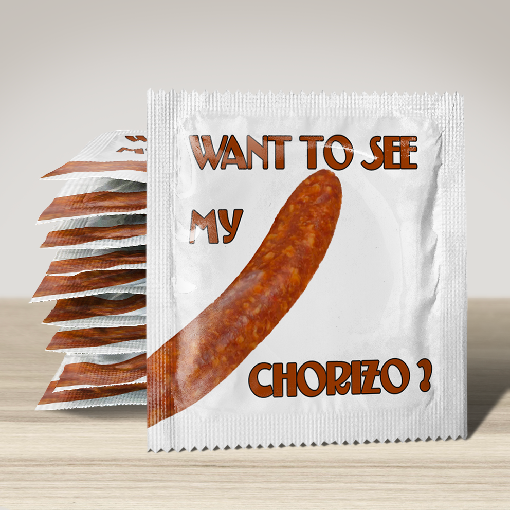 Image of funny condom "Want To See My Chorizo", 10 units