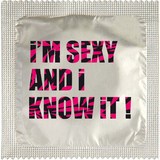 Image of funny condom "I'm Sexy & I Know It"