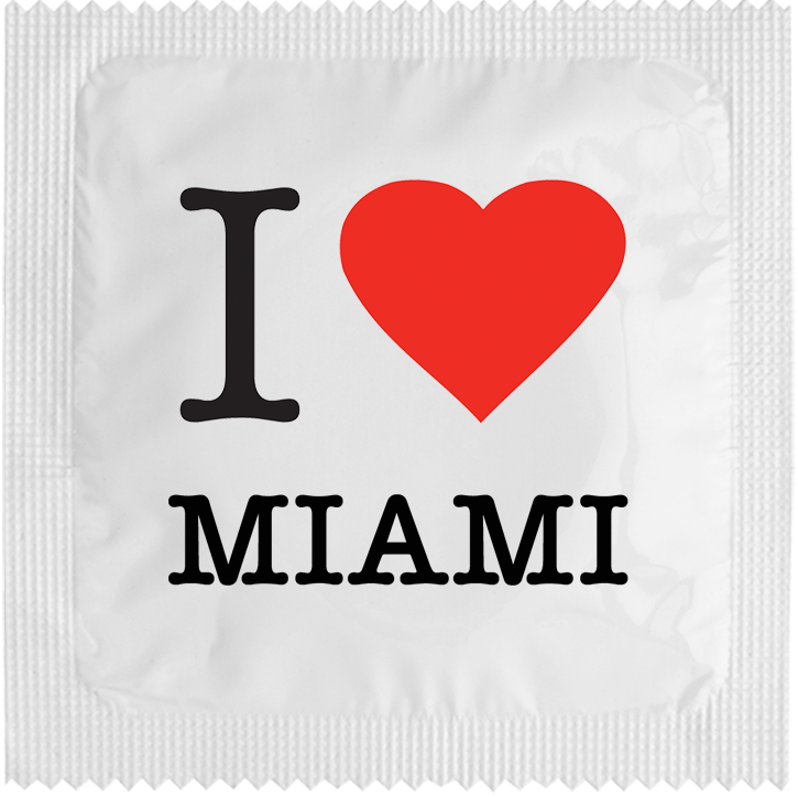 Image of funny condom "I Love Miami"