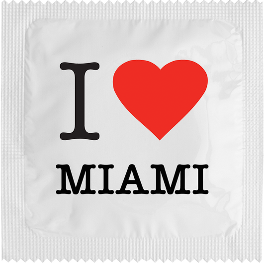 Image of funny condom "I Love Miami"