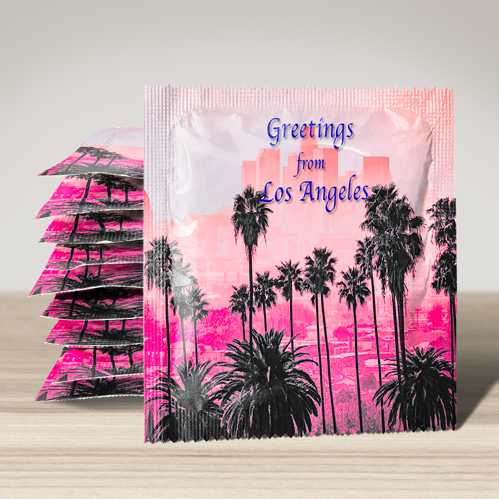 Image of funny condom "Greetings Los Angeles", 10 units