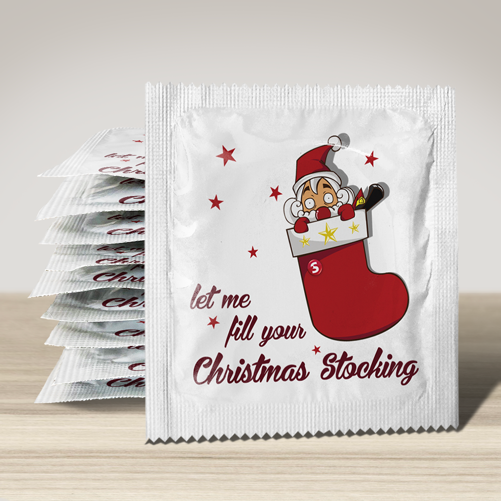 Image of funny condom "Let me fill your Christmas stocking", 10 units