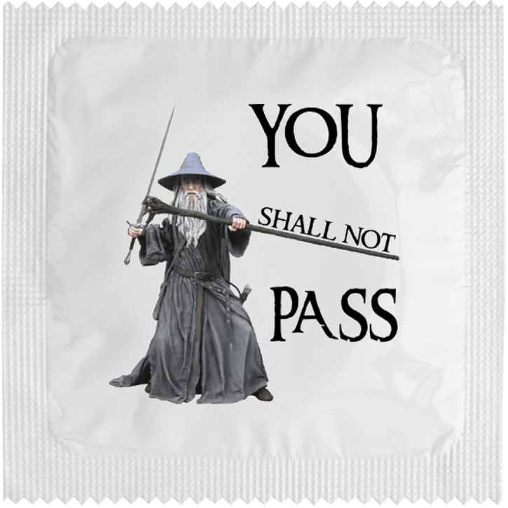 Image of funny condom "You Shall Not Pass"