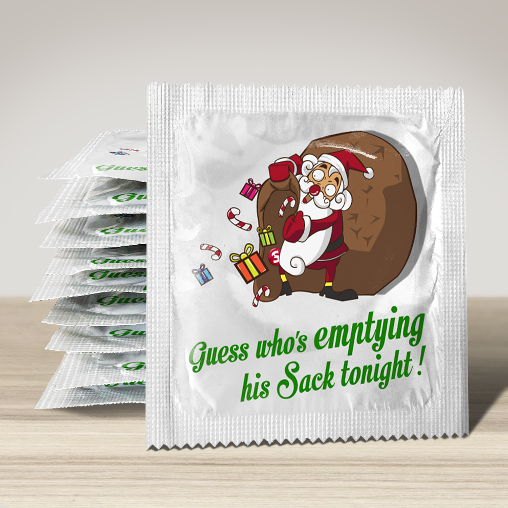 Image of funny condom "Guess who's emptying his sack", 10 units